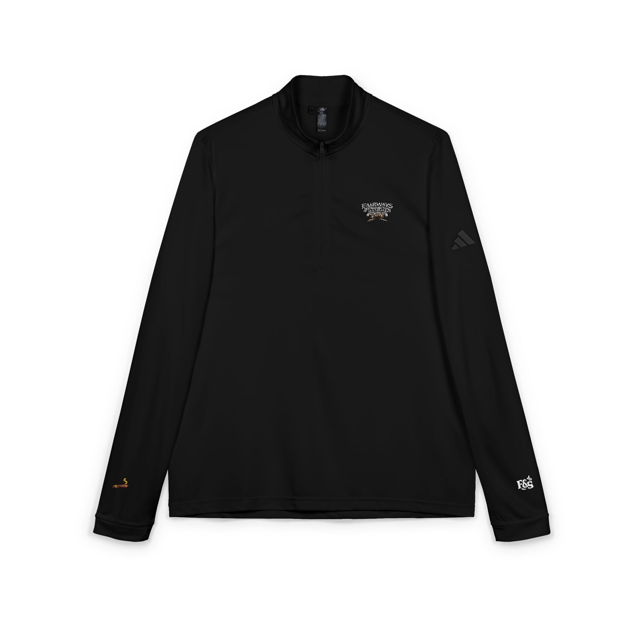 Embroidered Quarter-Zip Pullover — White Performance Top