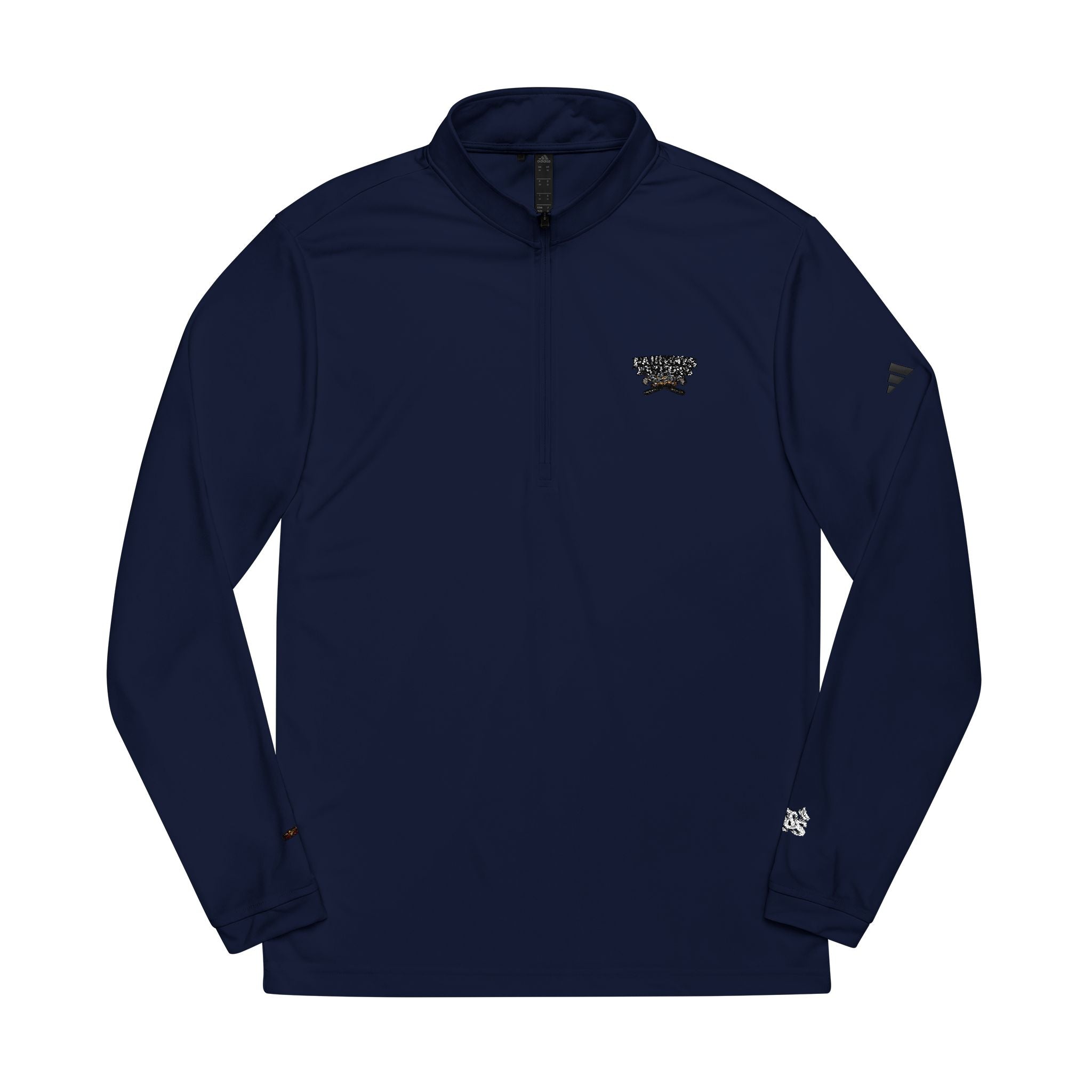 Embroidered Quarter-Zip Pullover — White Performance Top