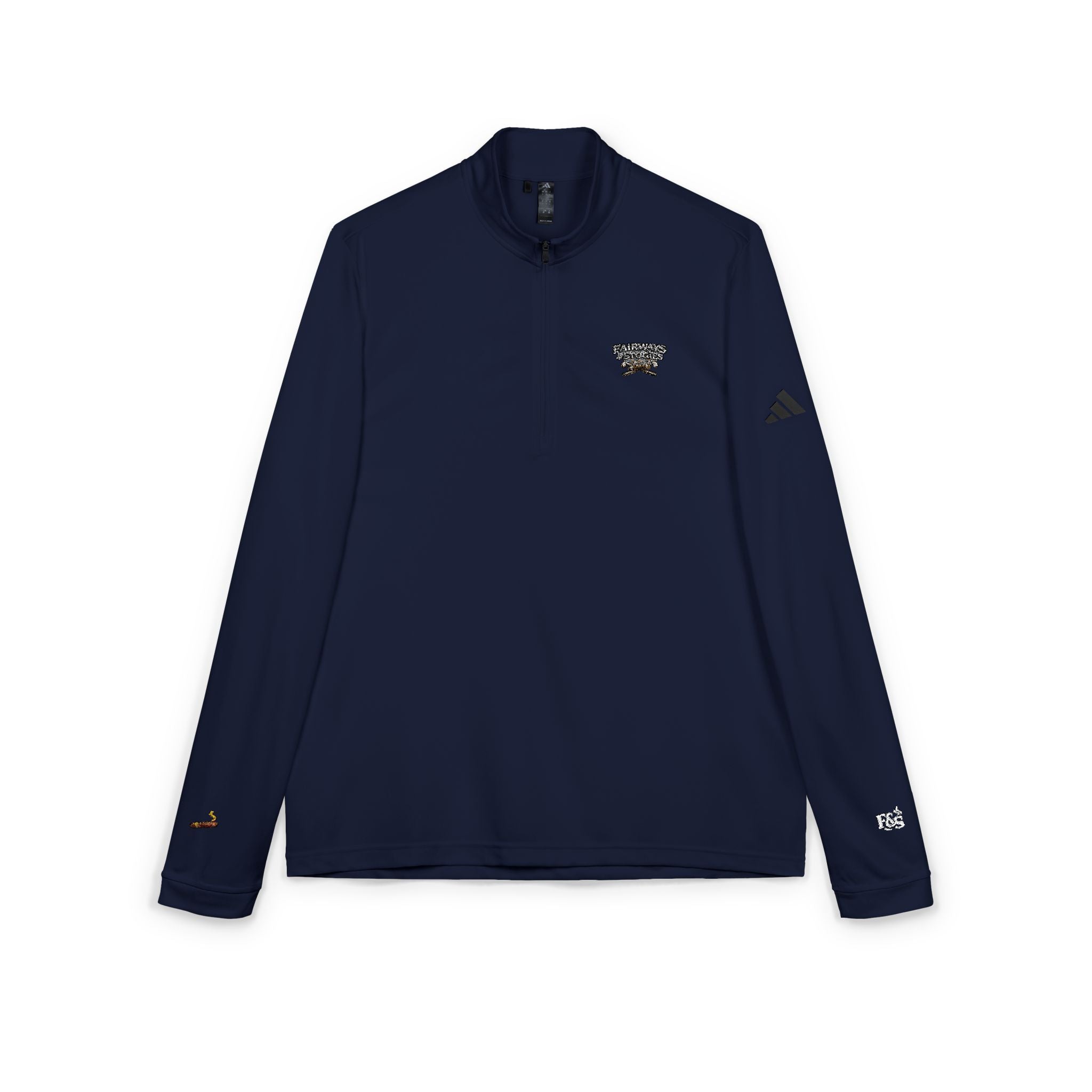 Embroidered Quarter-Zip Pullover — White Performance Top
