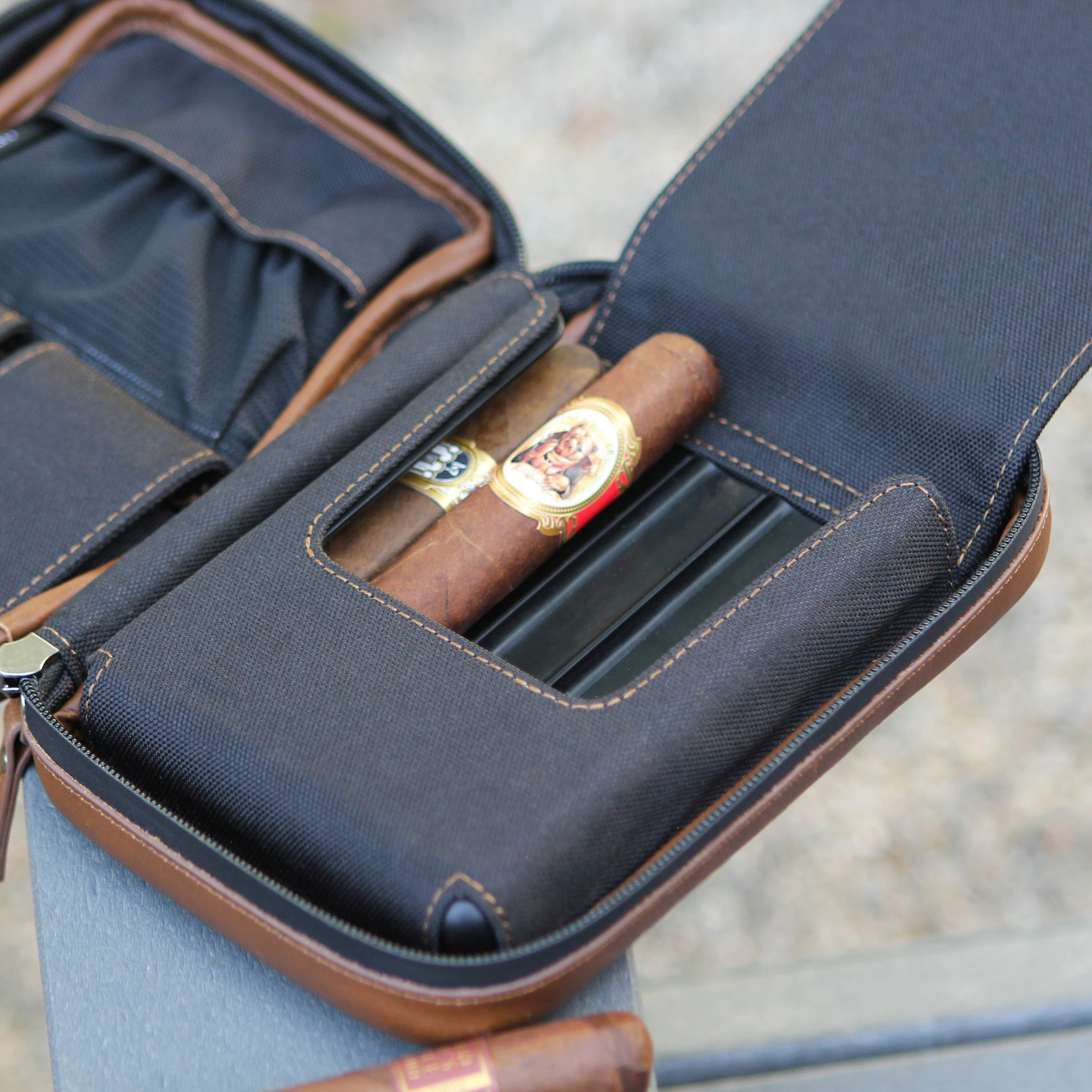 Brown Flint Travel Leather Cigar