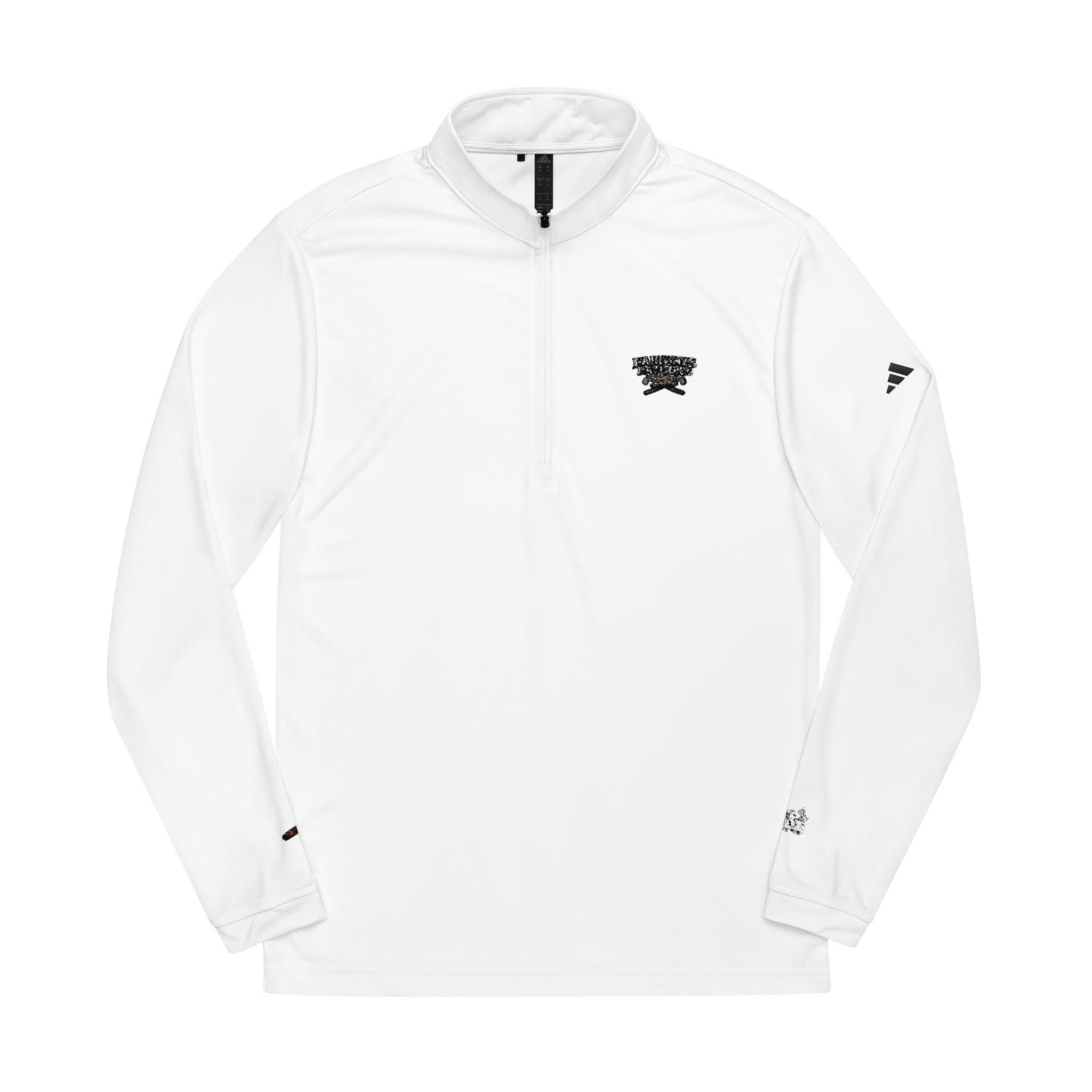Embroidered Quarter-Zip Pullover — White Performance Top