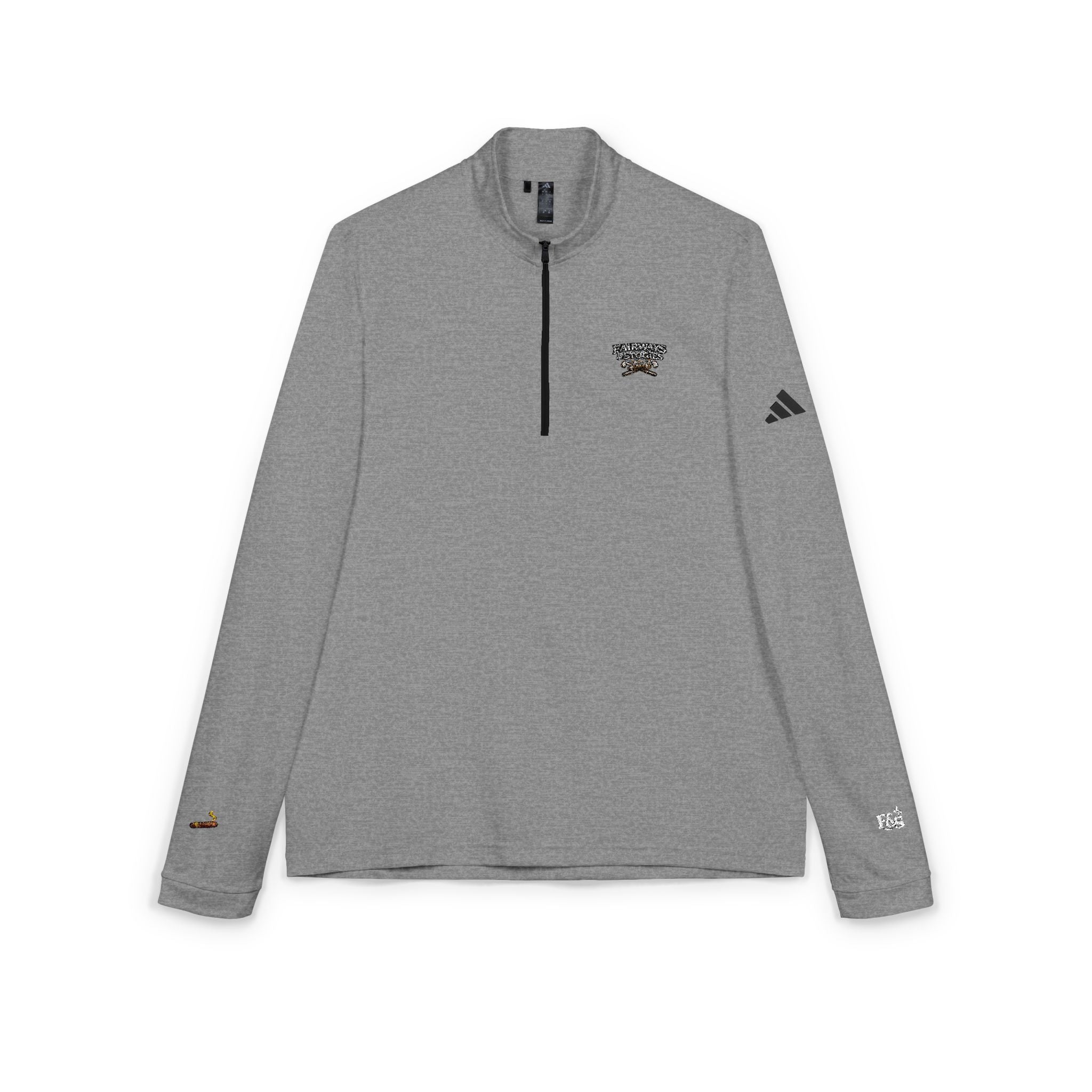 Embroidered Quarter-Zip Pullover — White Performance Top