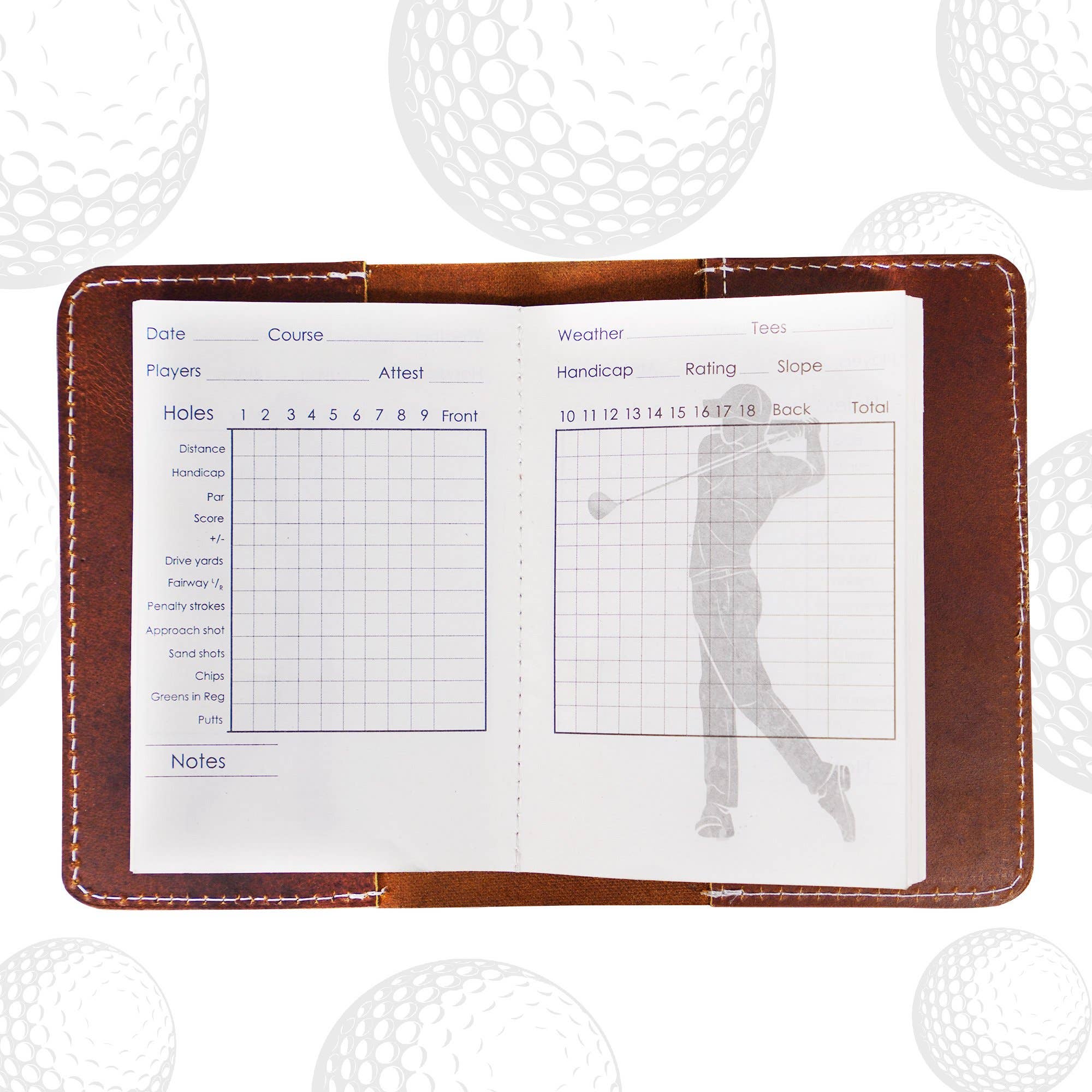 Leather Golf Scorecard Journal – Full-Grain Refillable Log Book